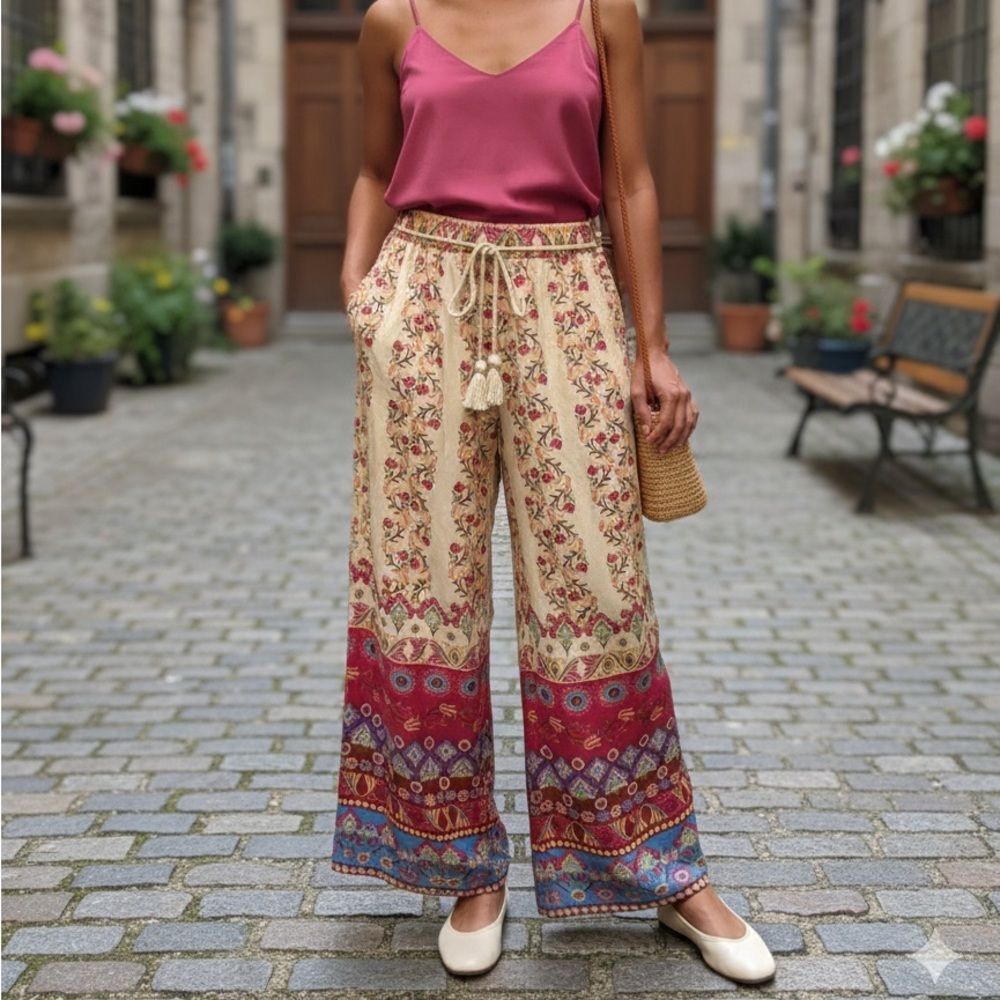 Aratta Silent Journey NWT Wide-Leg Tassle Pants Size Large